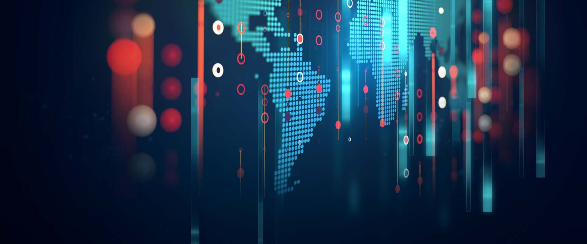 Digitale wereldkaart met verbonden merkennetwerk